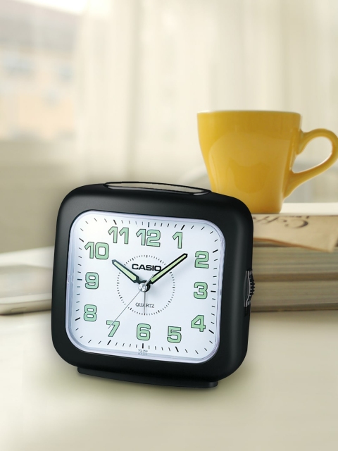 

CASIO White & Black Square Solid Analogue Alarm Clock