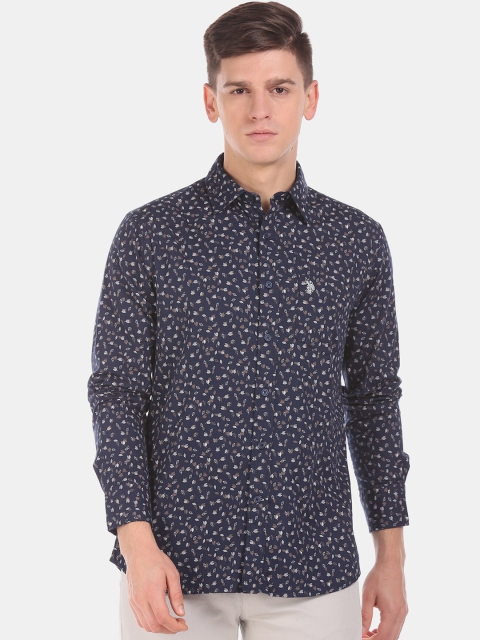 

U.S. Polo Assn. Men Blue Regular Fit Printed Casual Shirt