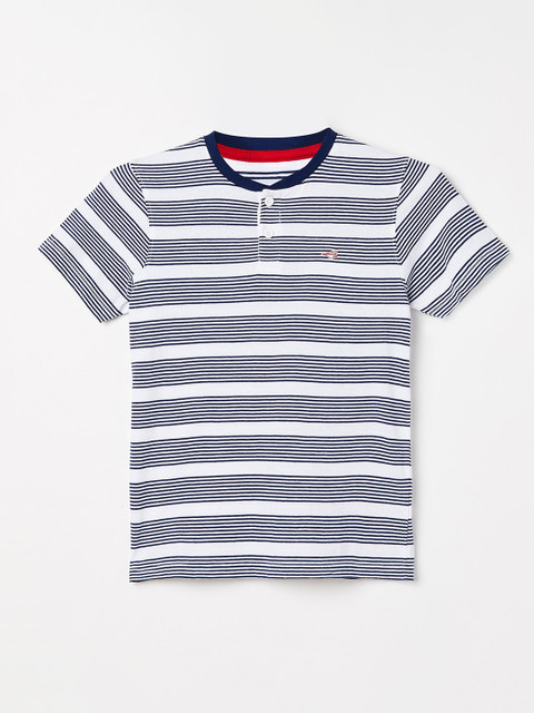 

Fame Forever by Lifestyle Boys Navy Blue Striped Henley Neck T-shirt