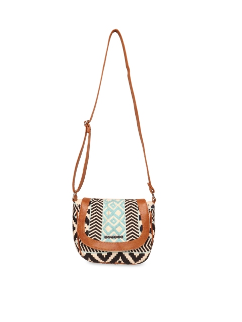 

ASTRID Black & Beige Self Design Shoulder Bag
