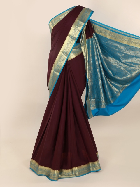 

Pothys Maroon Pure Silk Solid Mysore Silk Saree