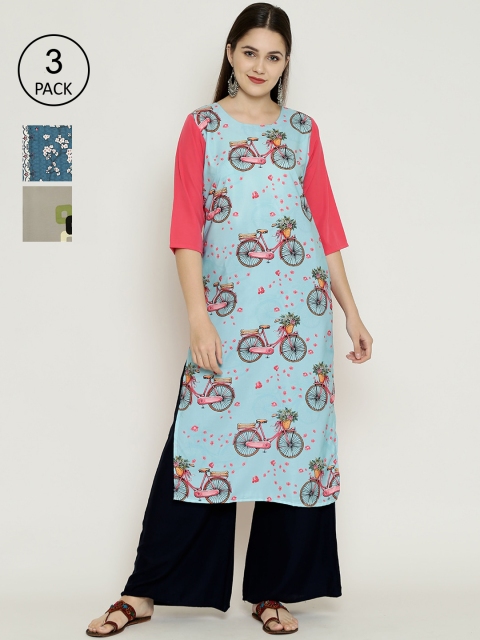 

7Threads Women Multicoloured Printed Straight Kurta, Multi