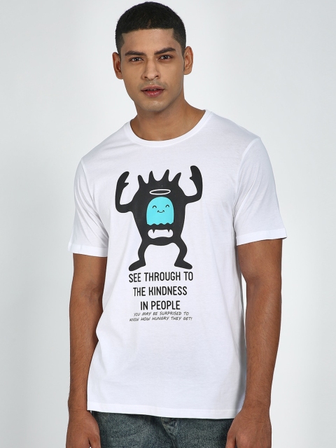 

Blue Saint Men White Printed Round Neck T-shirt