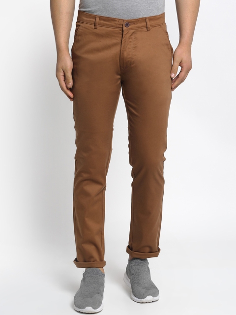 

Rodamo Men Brown Slim Fit Solid Regular Trousers