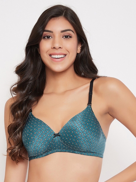 

Clovia Green Printed Non-Wired Lightly Padded T-shirt Bra BR0738U1732B