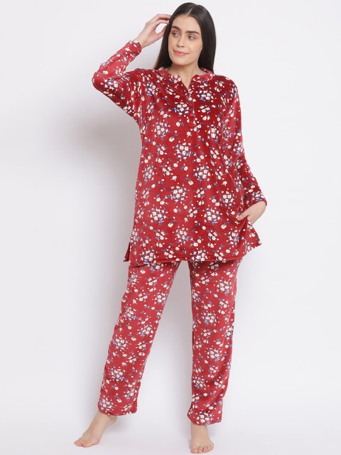 

Kanvin Women Red & White Printed Night suit
