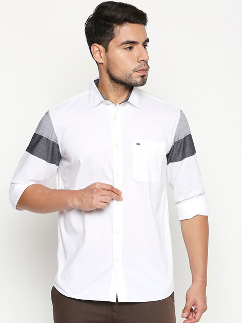

Basics Men White Slim Fit Solid Casual Shirt