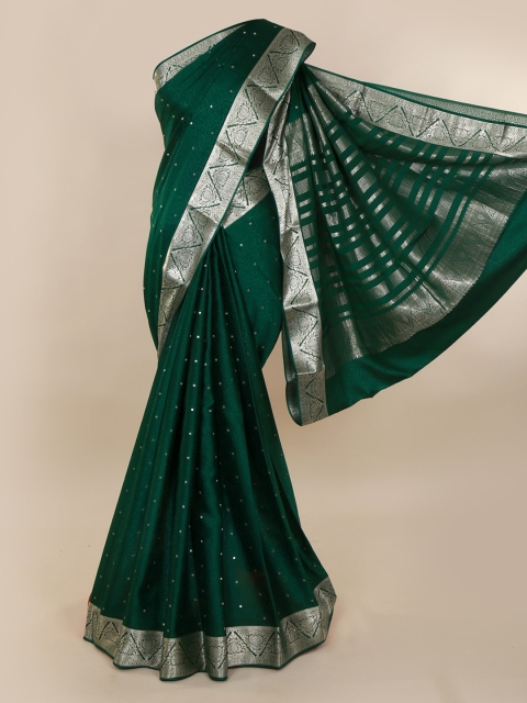 

Pothys Green Pure Silk Printed Mysore Silk Saree