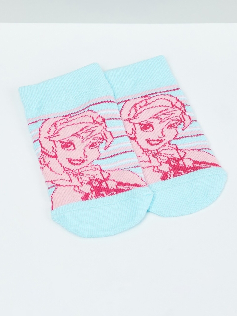 

max Girls Turquoise blue & Red Patterned Ankle Length Socks