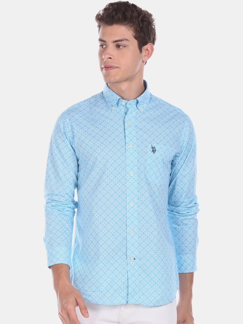 

U.S. Polo Assn. Men Blue Regular Fit Printed Casual Shirt