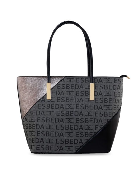 

ESBEDA Black & Grey Printed Tote Bag