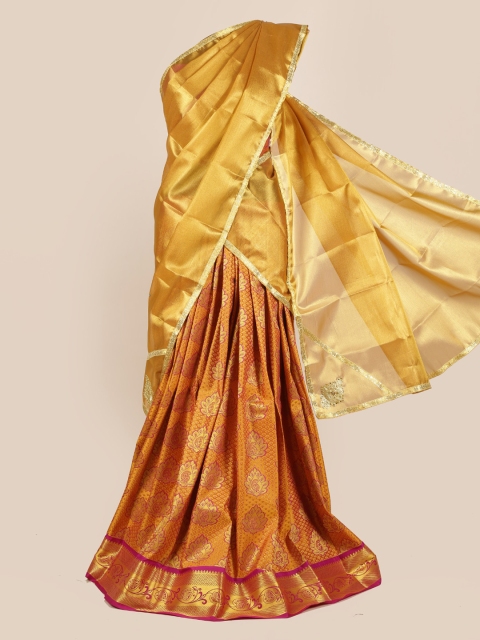 

Pothys Gold-Toned Solid Tissue Half Saree