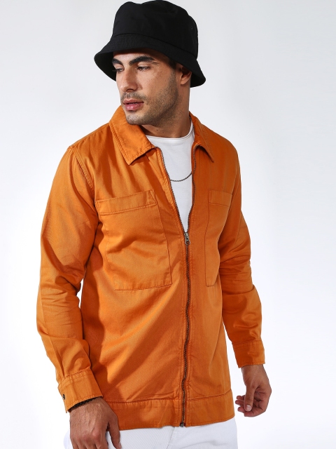 

Blue Saint Men Orange Solid Lightweight Denim Jacket