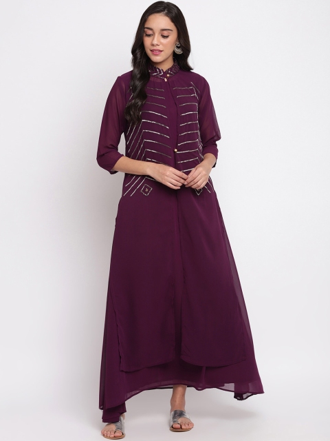 

Ashnaina Women Purple Solid Maxi Dress
