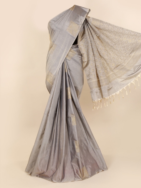 

Pothys Grey & Gold-Toned Silk Cotton Woven Design Saree