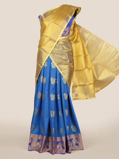 

Pothys Gold-Toned Woven Design Tissue Half Saree