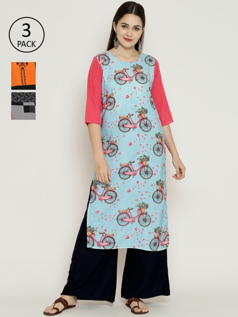 

7Threads Women Multicoloured Printed Straight Kurta, Multi