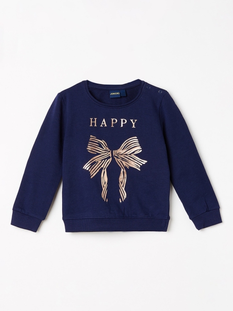 

Juniors by Lifestyle Girls Navy Blue & Gold Printed Sweatshirt