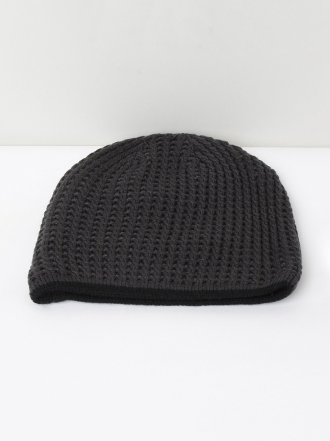 

max Men Grey Self Design Beanie
