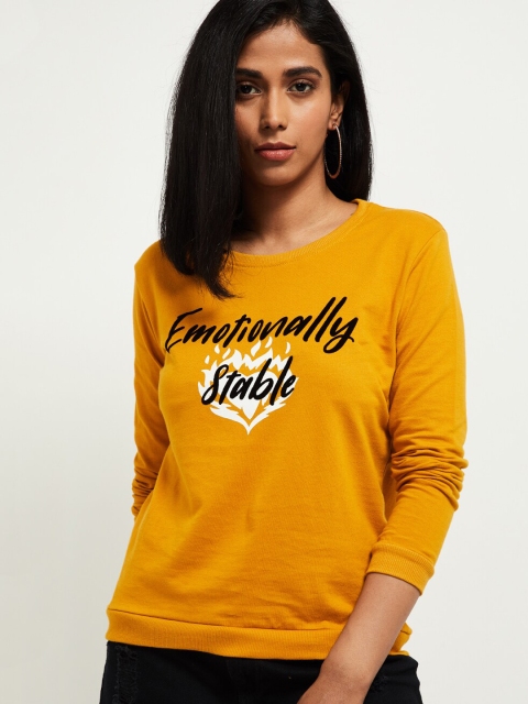 

max Women Yellow Printed Sweatshirt