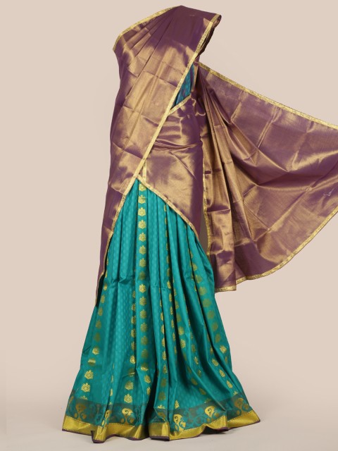 

Pothys Gold-Toned Woven Design Tissue Traditional Half Saree