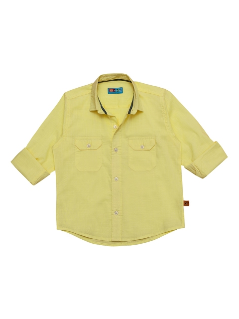

Kid Studio Boys Yellow Regular Fit Solid Casual Shirt