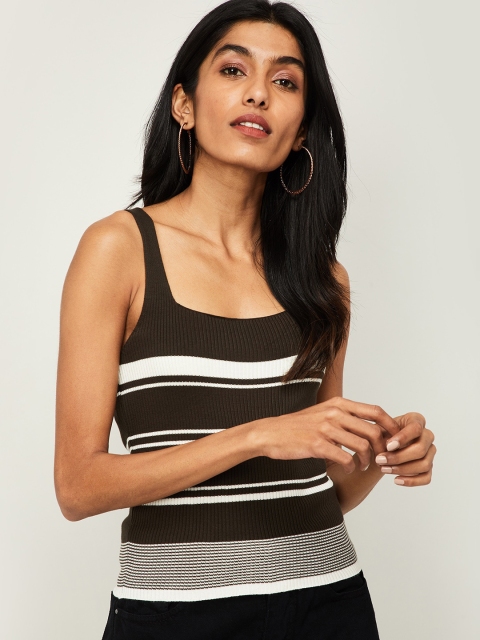 

Ginger by Lifestyle Olive Green Striped Top