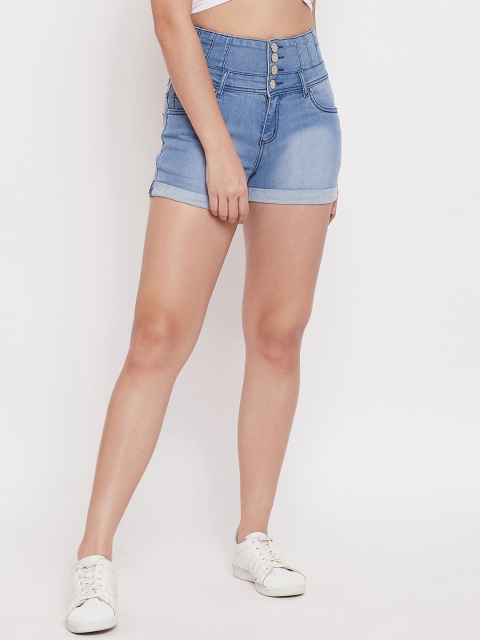 

Madame Women Blue Washed Regular Fit Denim Shorts