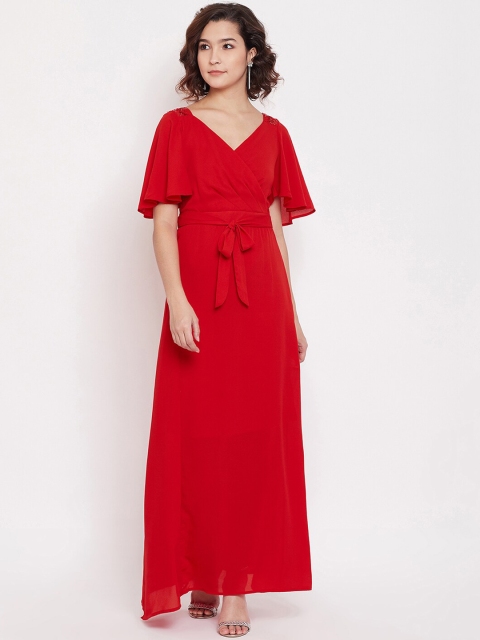 

Madame Women Red Solid Maxi Dress