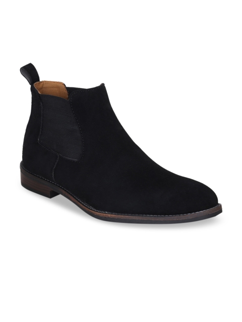 

Get Glamr Men Black Solid Synthetic Suede Chelsea Boots