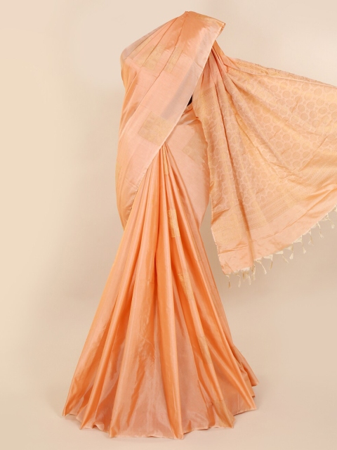 

Pothys Peach-Coloured & Gold-Toned Silk Cotton Woven Design Saree