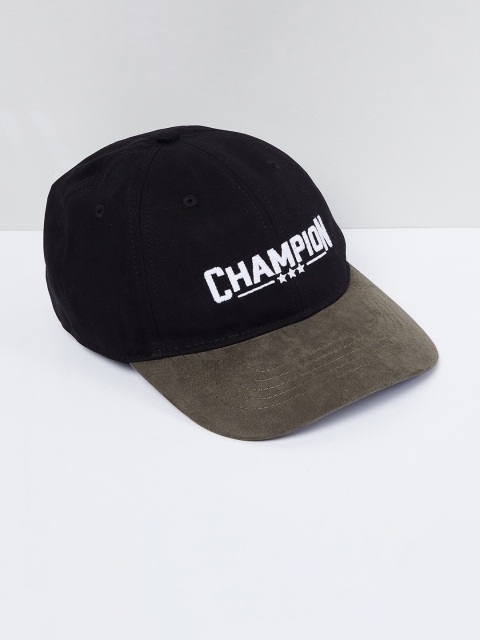 max Men Black & White Embroidered Baseball Cap