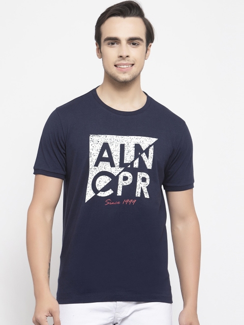 

Allen Cooper Men Navy Blue Slim Fit Printed Round Neck T-shirt