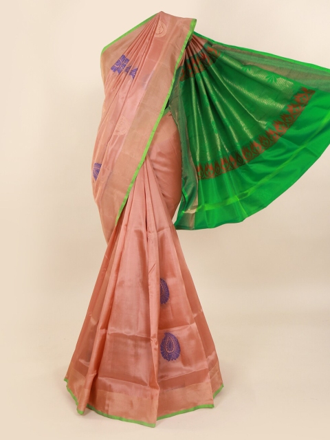 

Pothys Pink & Green Pure Silk Woven Design Saree