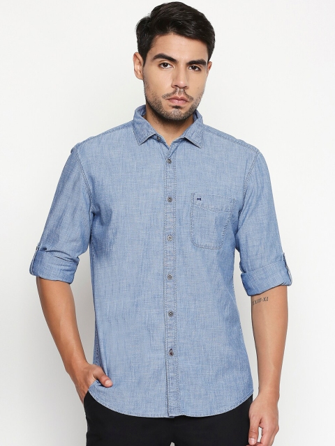 

Basics Men Navy Blue Slim Fit Solid Casual Shirt