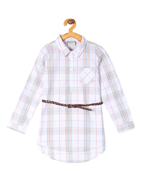 Cherokee Girls's White & Red Checked Tunic