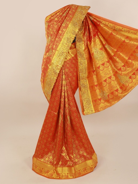 

Pothys Orange Pure Silk Woven Design Kanjeevaram Saree