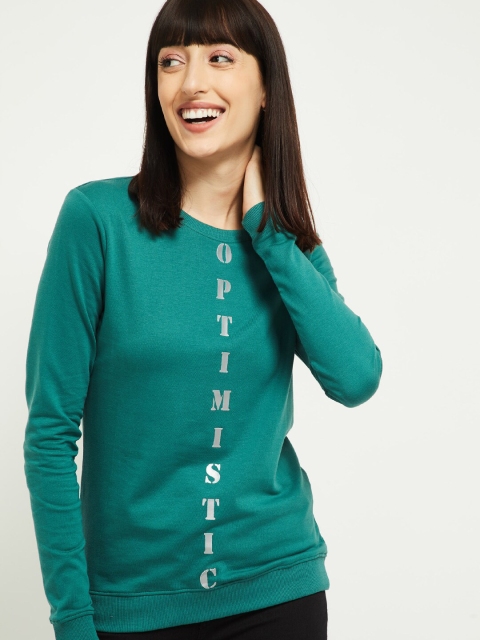 

max Women Green & Grey Printed Sweatshirt