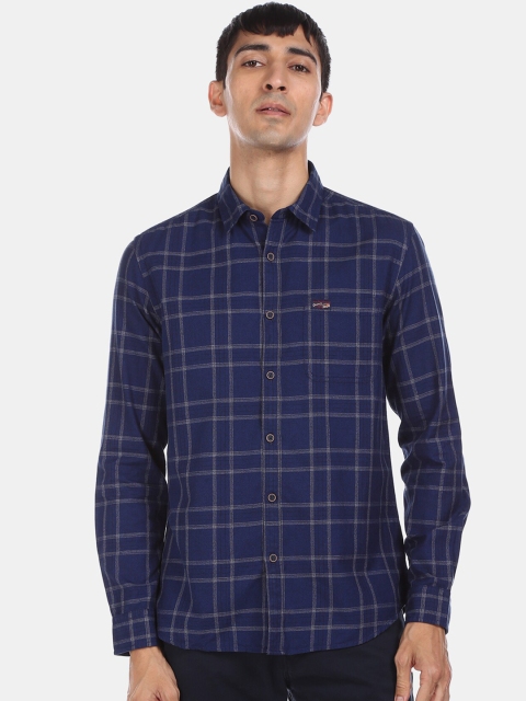 

U.S. Polo Assn. Men Blue Regular Fit Checked Cotton Casual Shirt