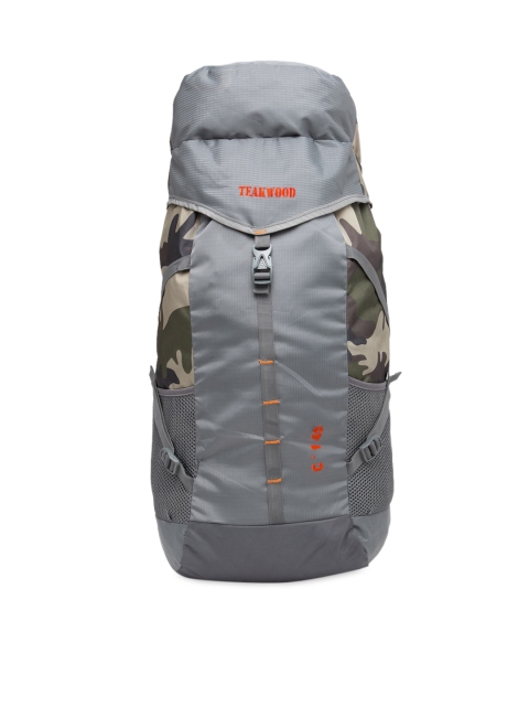 

Teakwood Leathers Unisex Grey & Green Colourblocked Large Rucksack