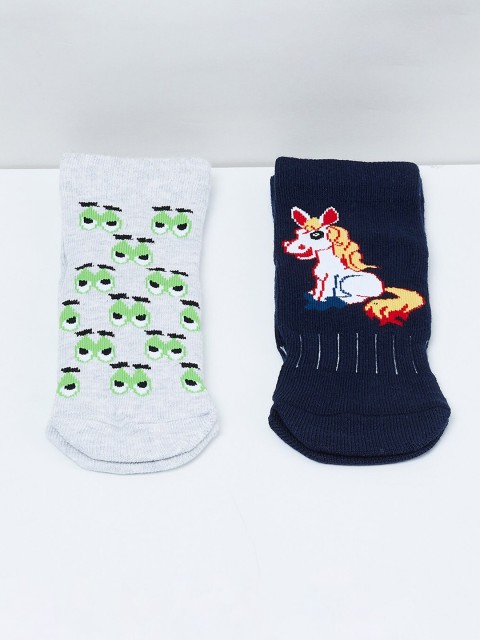 

max Boys Pack Of 2 Patterned Ankle-Length Socks, Grey
