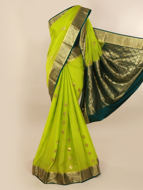 

Pothys Green Pure Silk Woven Design Mysore Silk Saree