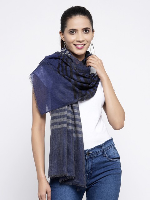 

Calvadoss Women Blue & Grey Woven Design Sustainable Long Fit Muffler