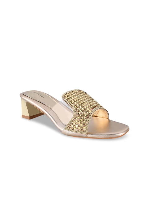 Stelatoes Women Gold-Toned Embellished Block Heels