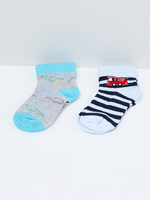 

max Boys Pack Of 2 Patterned Ankle-Length Socks, Grey