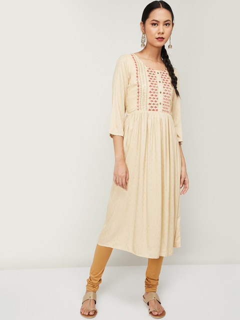 

Melange by Lifestyle Women Beige Yoke Design Anarkali Kurta
