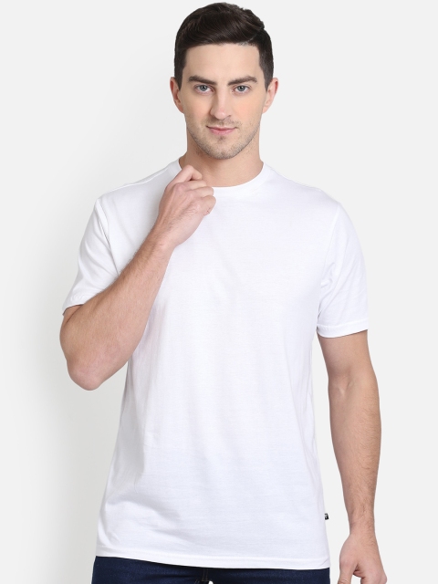 

PROTEENS Men White Solid Round Neck T-shirt