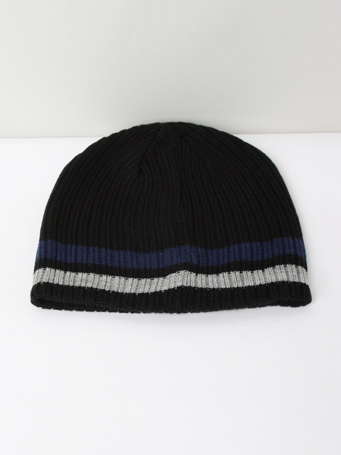 

max Men Grey & Black Self Design Beanie