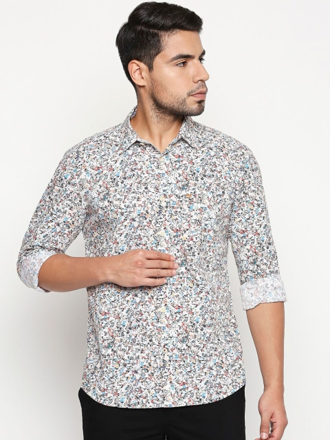

Basics Men Multicoloured Slim Fit Printed Cotton Casual Shirt, Multi