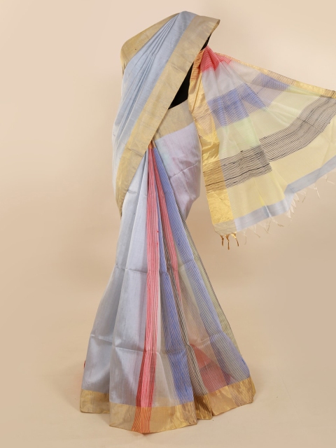 

Pothys Lavender & Gold-Toned Jute Silk Solid Saree